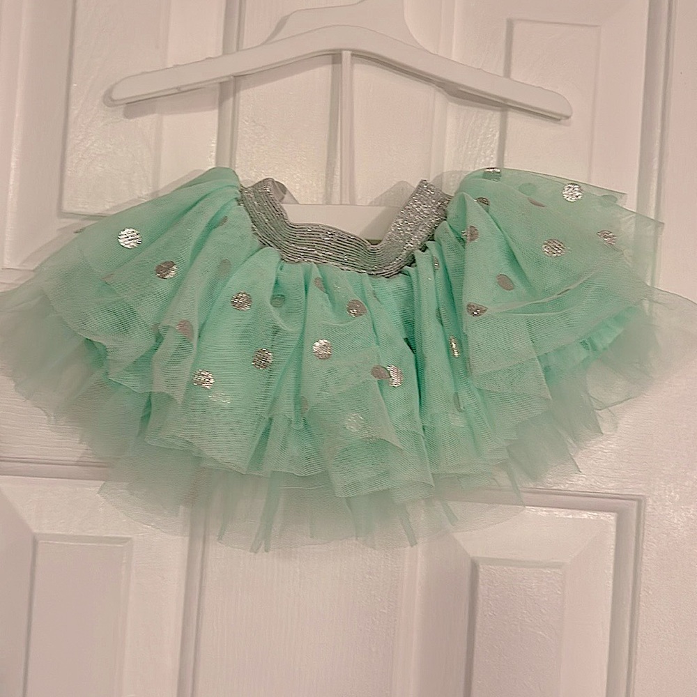 Cherokee 0-3 months Mint Green and Silver Tutu with Silver Dots